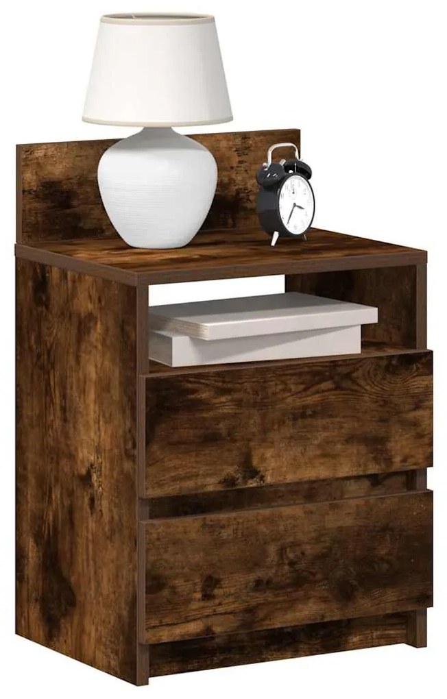 vidaXL Mesas de cabeceira 2pcs com 2gavetas 40x33x60cm carvalho fumado