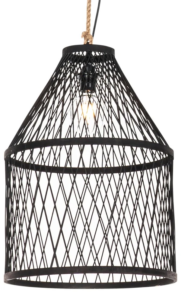 Candeeiro suspenso rural para exterior rattan preto 40x55 cm - Calamus Rústico