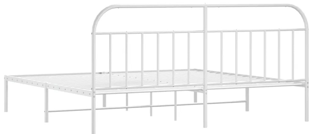 Estrutura de cama com cabeceira 193x203 cm metal branco