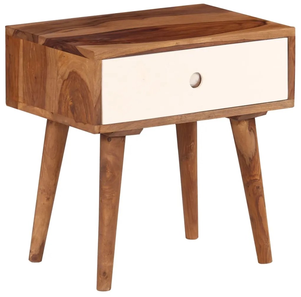 Mesa de cabeceira em madeira de acácia maciça 45x30x45 cm
