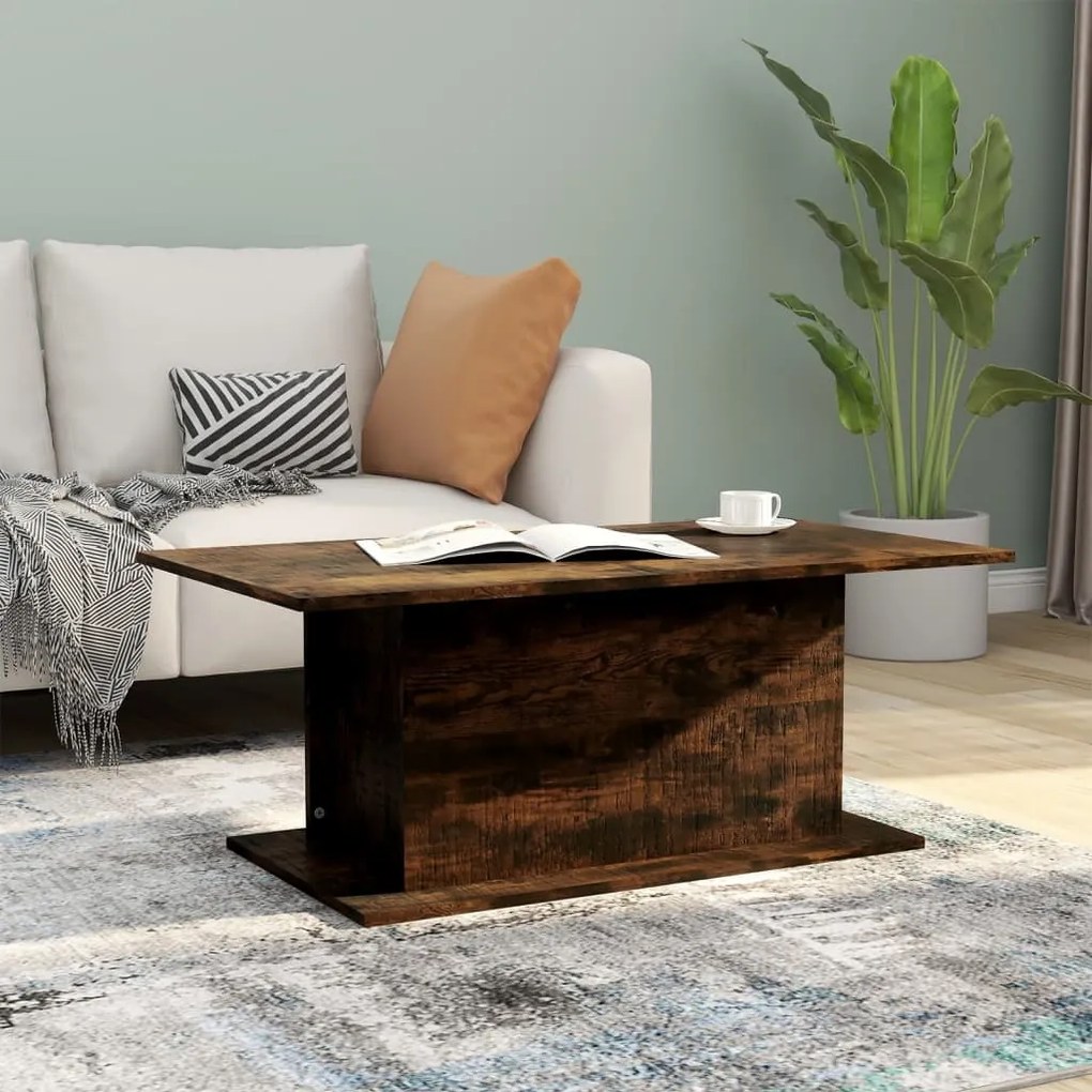 Mesa de centro 102x55,5x40 cm derivados madeira carvalho fumado