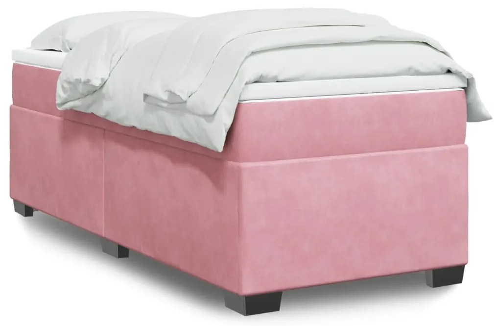 Cama com molas/colchão 90x190 cm veludo rosa