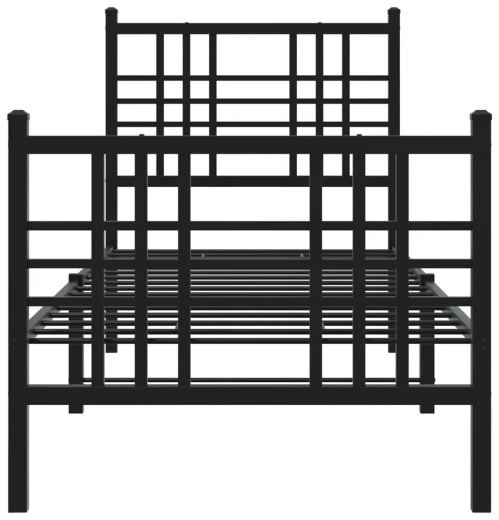 Estrutura de cama com cabeceira e pés 80x200 cm metal preto
