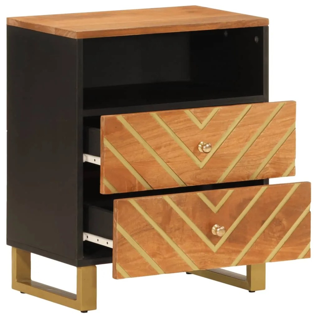 Mesa de cabeceira 50x33x60 cm mangueira maciça castanho e preto