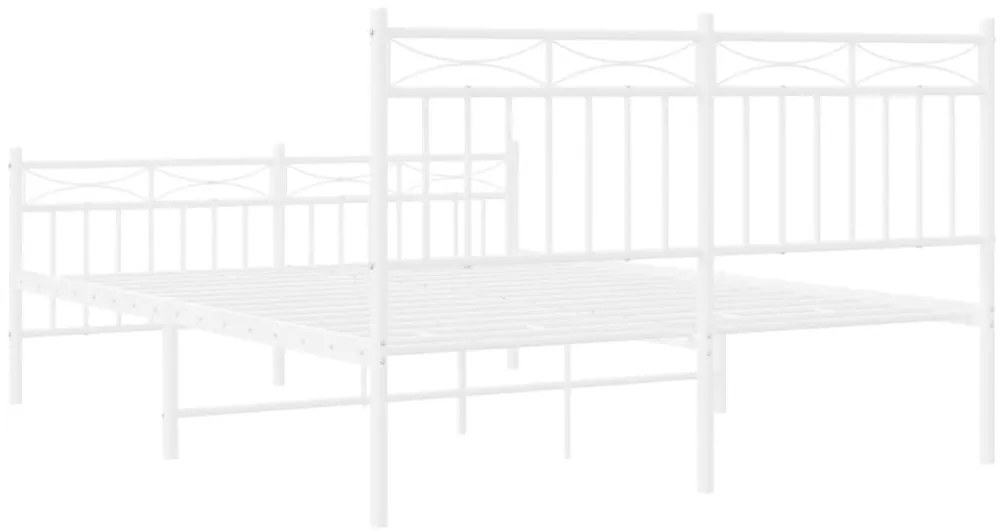 Estrutura de cama com cabeceira e pés 140x200 cm metal branco