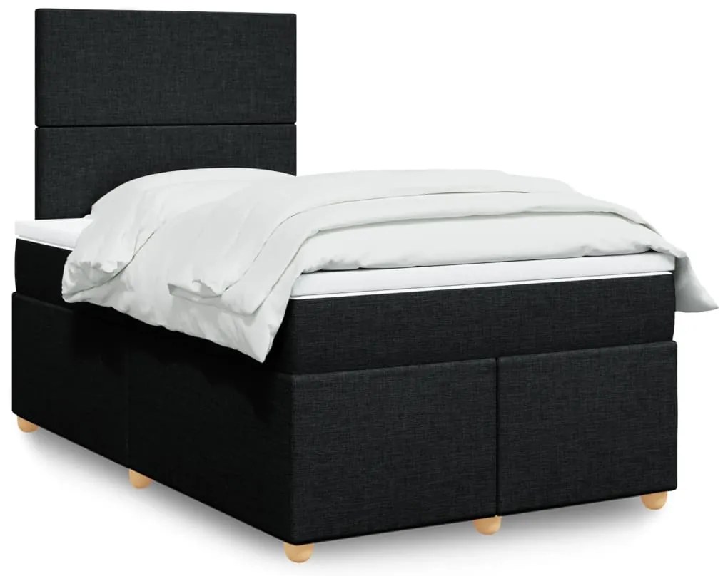 Cama com molas/colchão 120x200 cm tecido preto