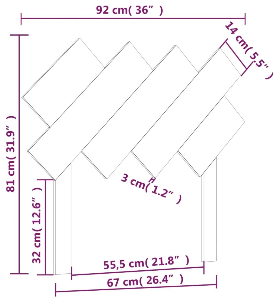 Cabeceira de cama 92x3x81 cm pinho maciço preto