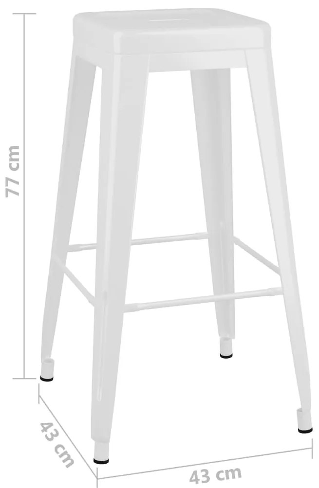 Bancos de bar empilháveis 2 pcs metal branco
