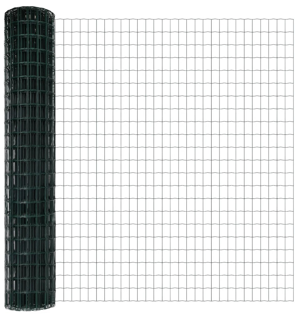 Cerca Euro com 7 Postes 1,6x10 m Aço Galvanizado Verde