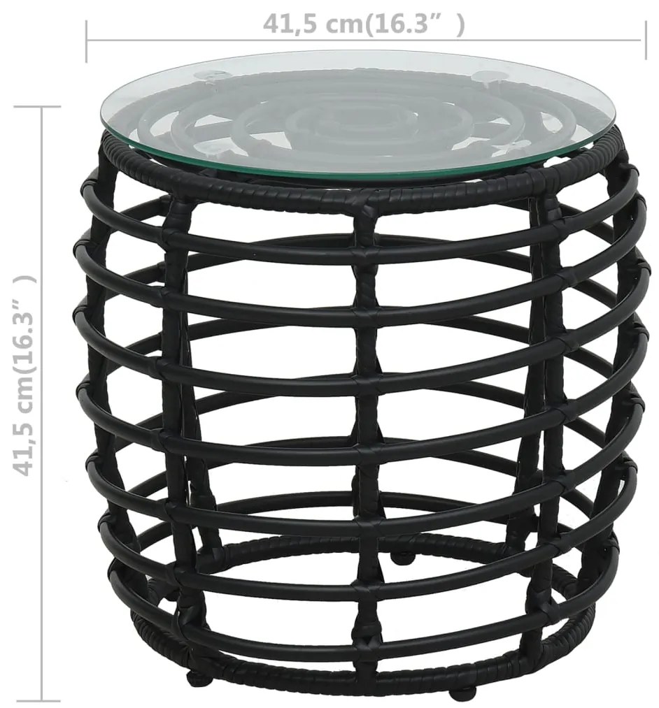 3 pcs conjunto bistrô vime PE preto