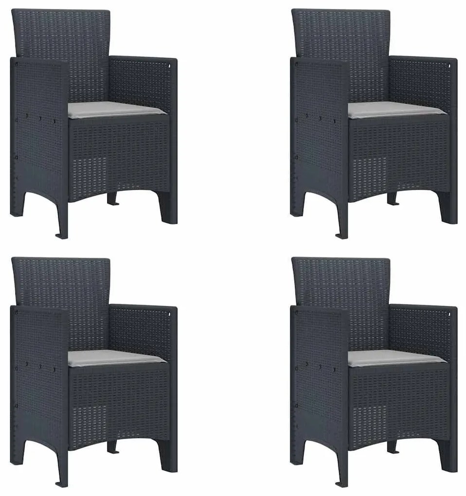 Cadeiras de Jardim com Almofadas 4 pcs Antracite