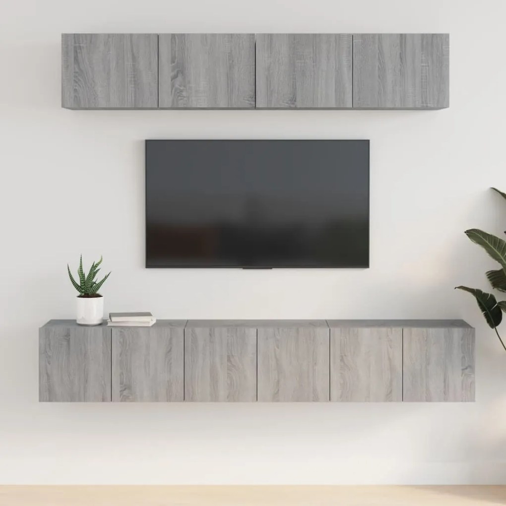 3114428 vidaXL Conjunto móveis de TV 5 pcs madeira processada sonoma cinza