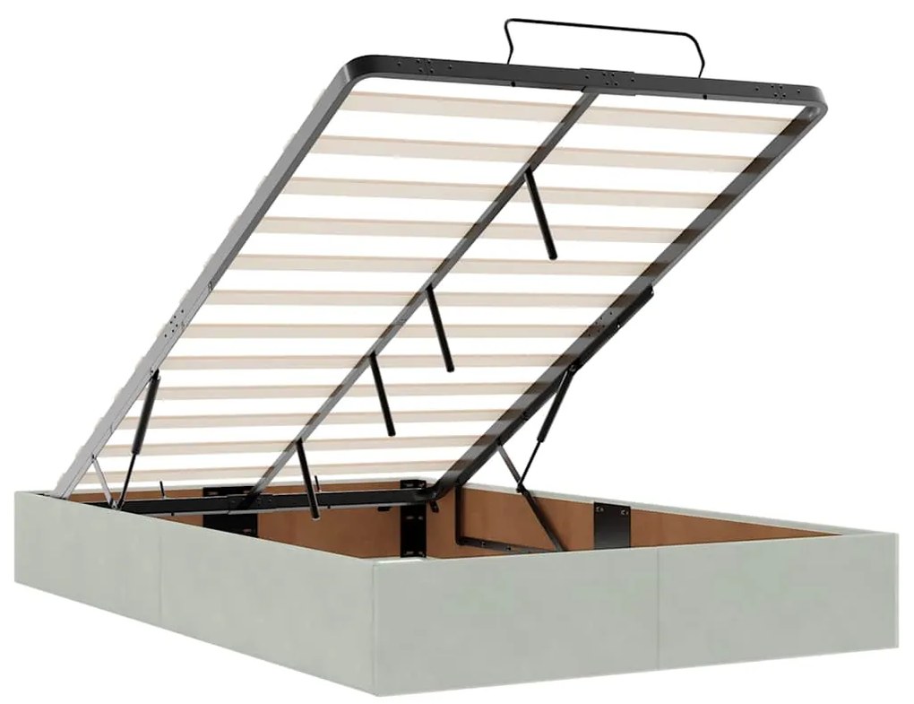 Otomano Bed Frame No Colchão Cinzento Claro 120x200 cm Veludo