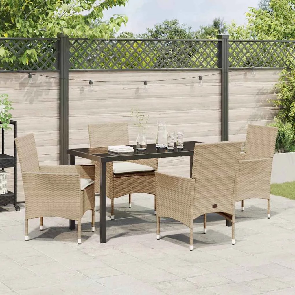 Conjunto de Jantar de Jardim com 5 Peças da , com almofadas bege em ra