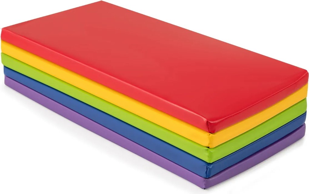 Conjunto 5 Colchões para Descanso Infantil de Espuma para Crianças para Dormir Arco-íris com Capas Multicoloridas