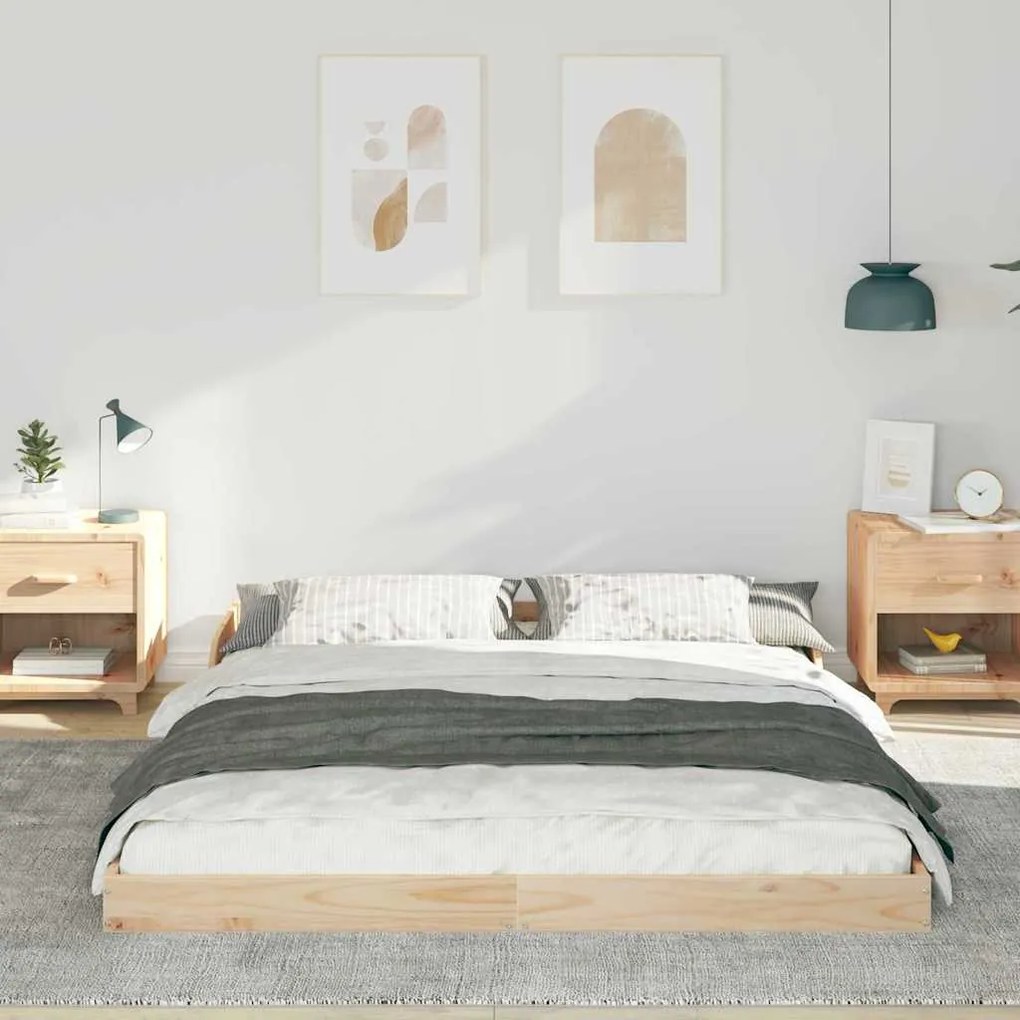 Estrutura da Cama Castanho 140 x 210 cm Madeira de pinho maciça