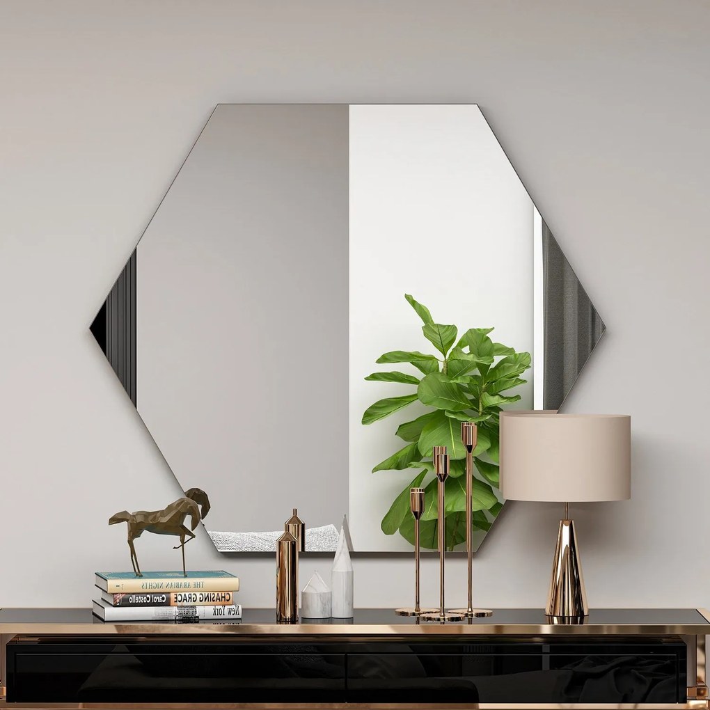 Espelho Hexagonal Zeo – Preto – 70 cm x 60 cm x 2,2 cm