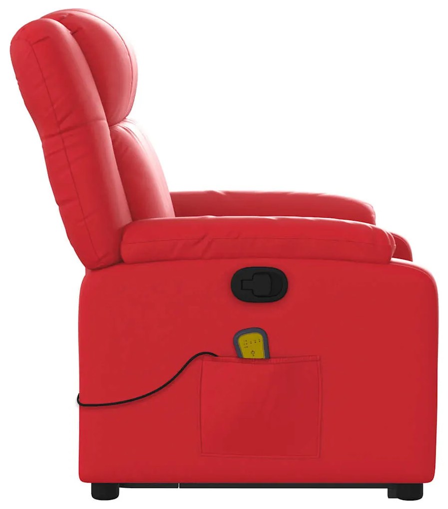 Poltrona massagens reclinável elevatória couro artif. vermelho