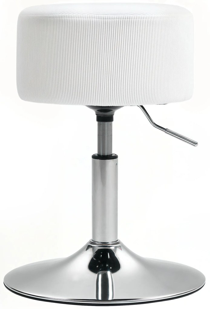HOMCOM Banco de Bar Banco Alta de Cozinha Ajustável em Altura 52-66 cm Estofado em Veludo Giratória a 360° Branco