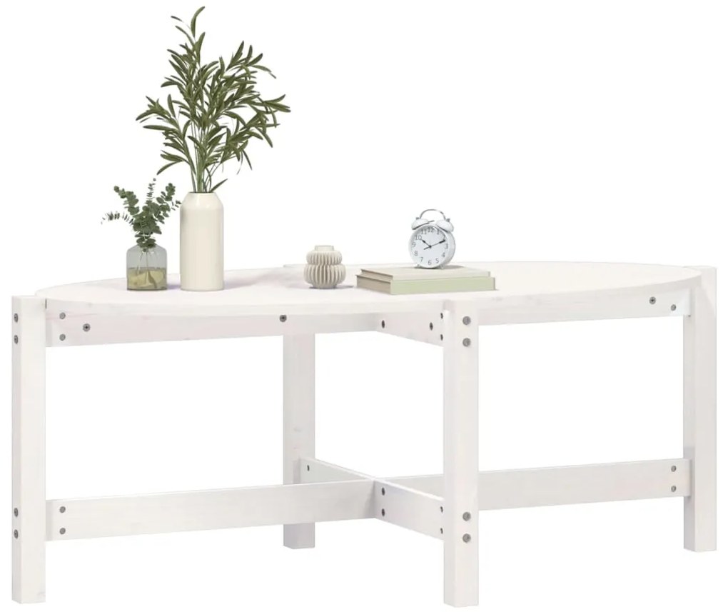 Mesa de centro 118x63x45 cm madeira de pinho maciça branco
