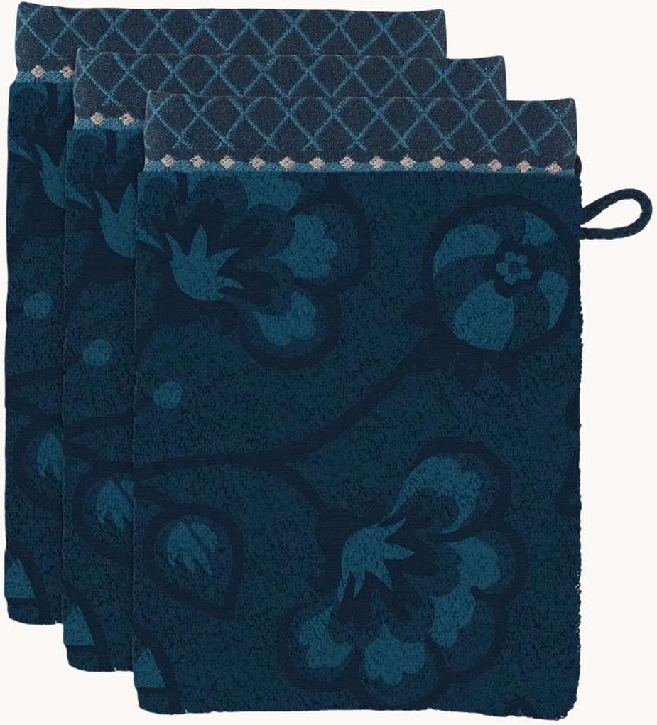 Toalhas de rosto em algodão felpudo Jacquard Jasmin, conjunto de 3