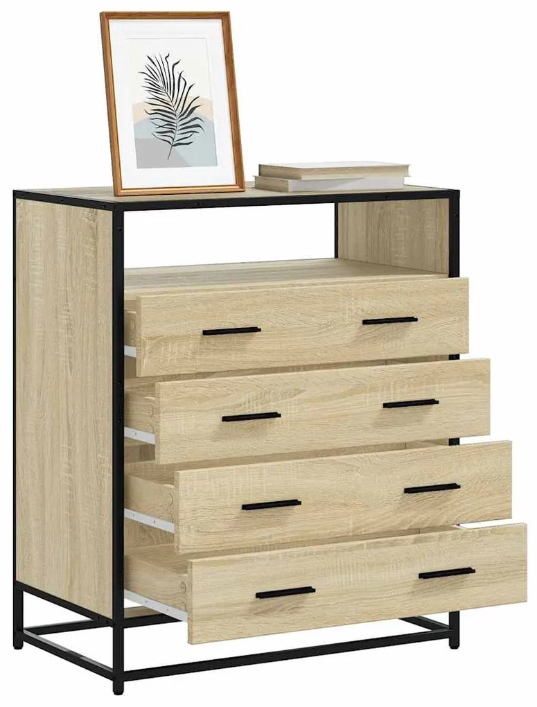 Cómoda com 4 Gavetas - 70x41x83,5 cm deriv. madeira - carvalho sonoma