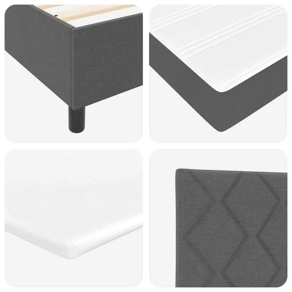 Cama com Estrado e Colchão com Luz LED em Cinza Escuro, 140 x 190 cm,