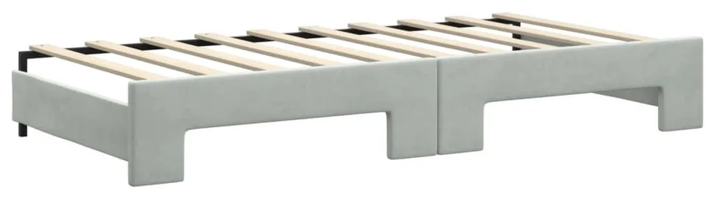 Sofá-cama c/ gavetão e colchões 90x190 cm veludo cinzento-claro