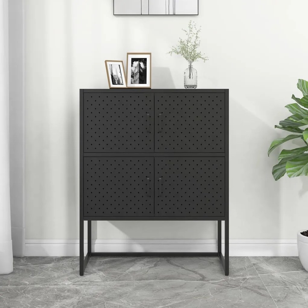335880 vidaXL Aparador alto 80x35x100 cm aço preto