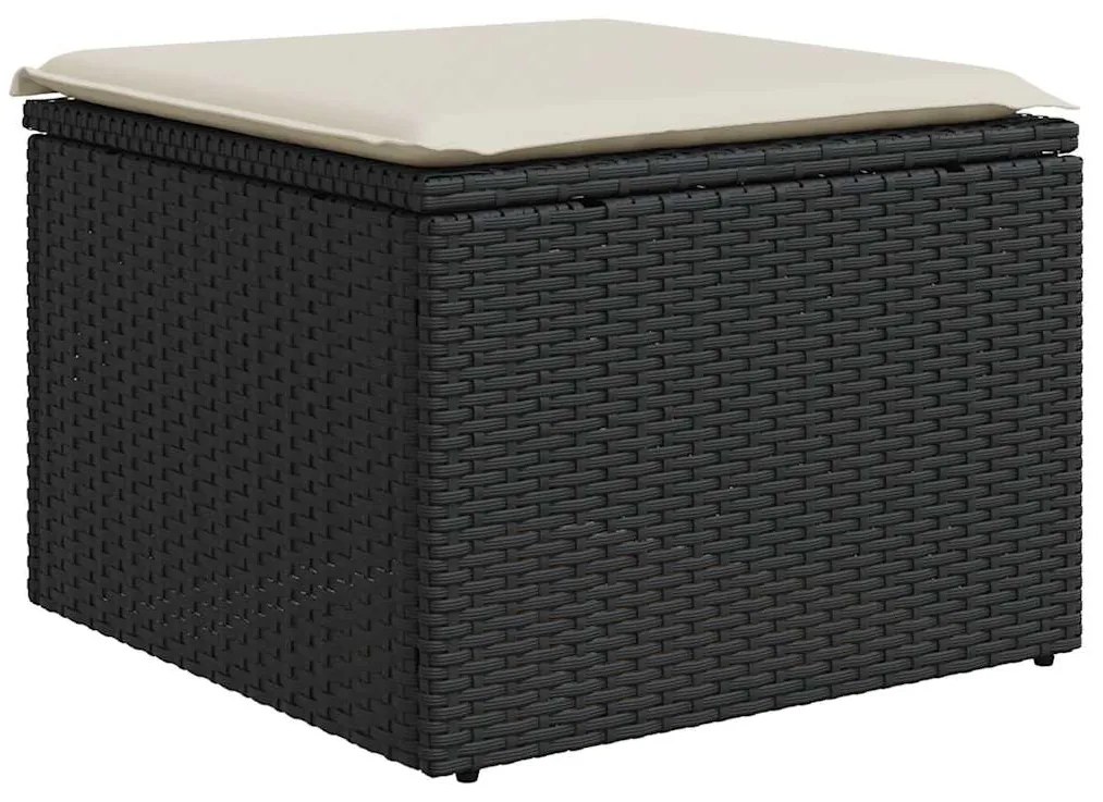 8 pcs conjunto sofás de jardim com almofadões vime PE preto