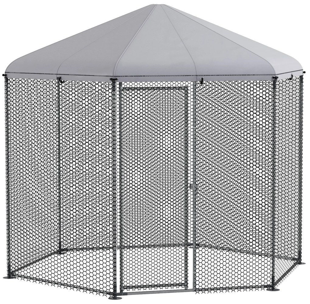 PawHut Galinheiro externo 5 m² parque gradeado dim. 2,8L x 2,45L x 2,46A - área coberta - 5/8 galinhas | Aosom Portugal