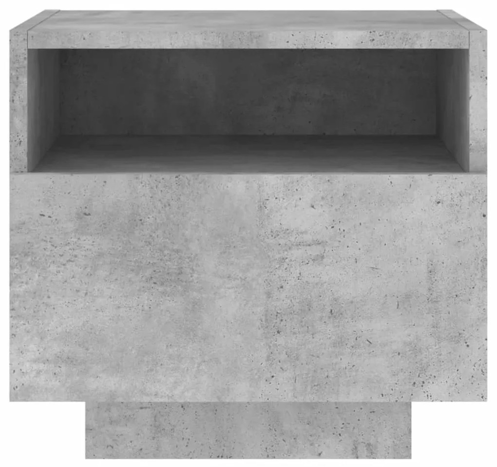 Mesa de cabeceira com luzes LED 40x39x37 cm cinzento-cimento