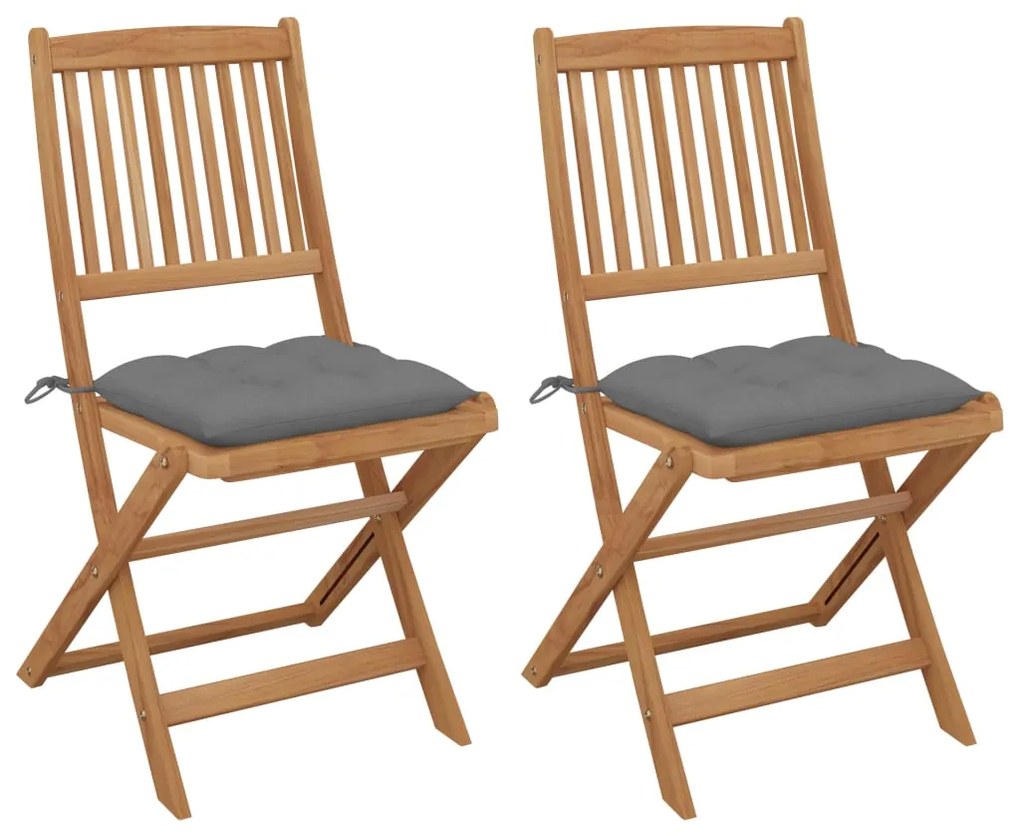 vidaXL Cadeiras de jardim dobráveis c/ almofadões 2 pcs acácia maciça