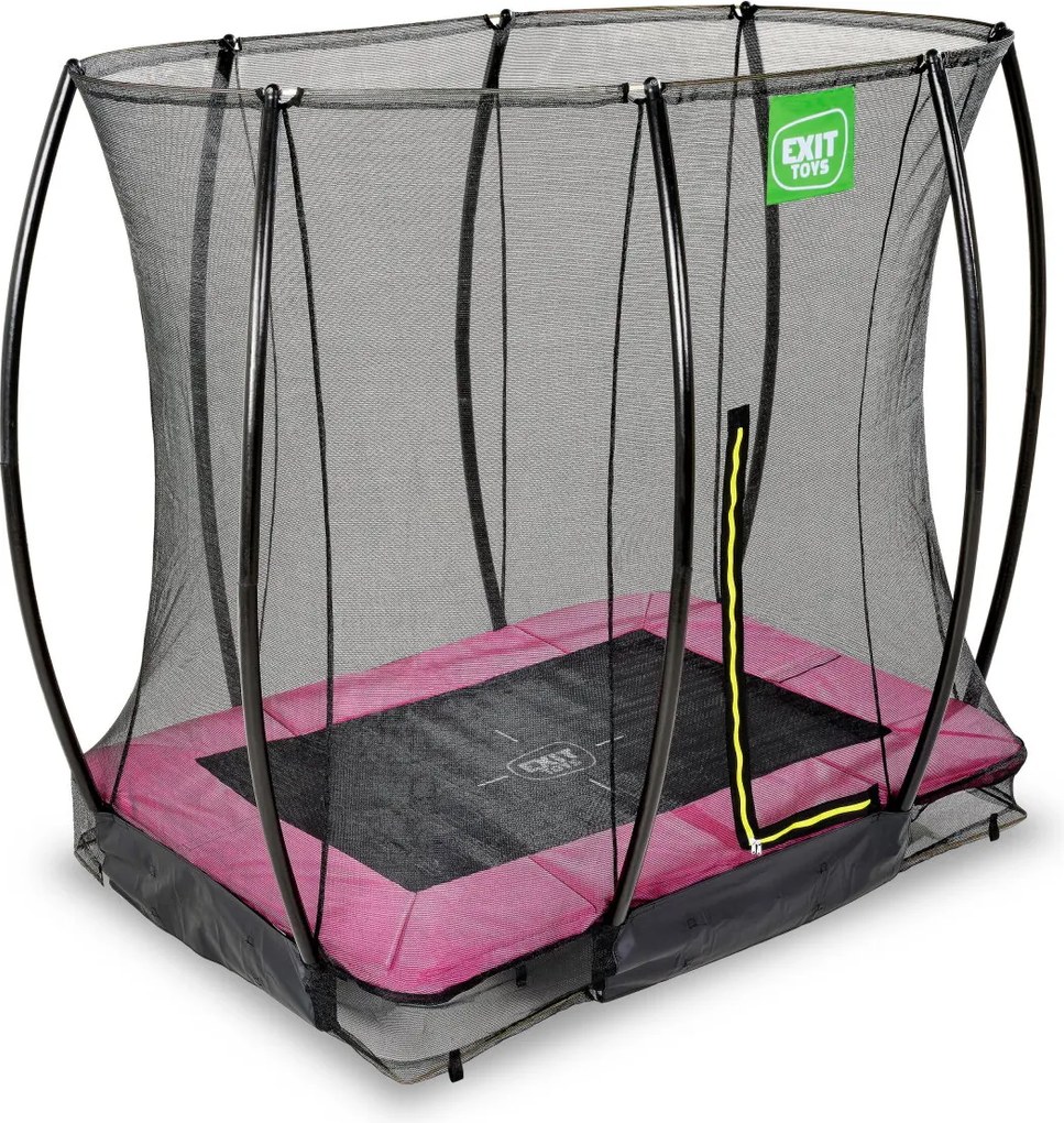 Trampolim retangular de solo Silhouette 153 x 214 cm com rede de segurança - rosa