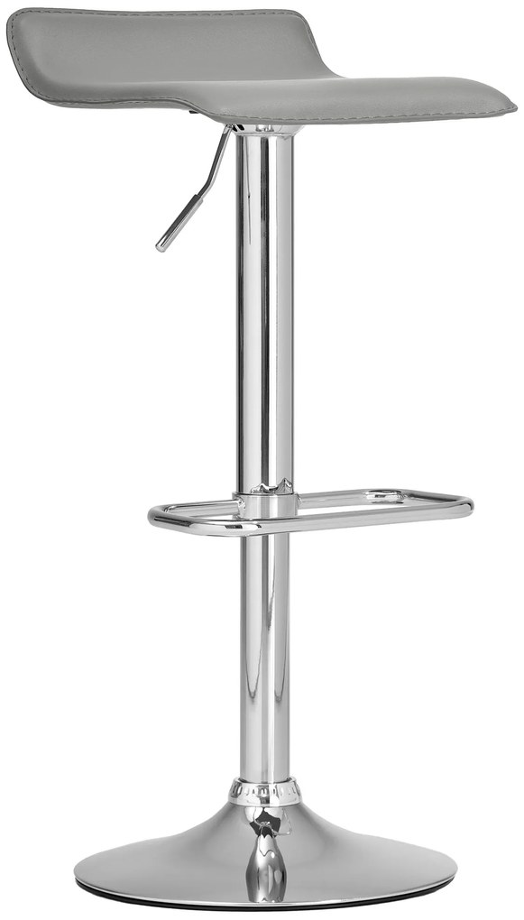Banco de bar DYN em couro sintético 38 x 65-85 x 41 cm Cinzento