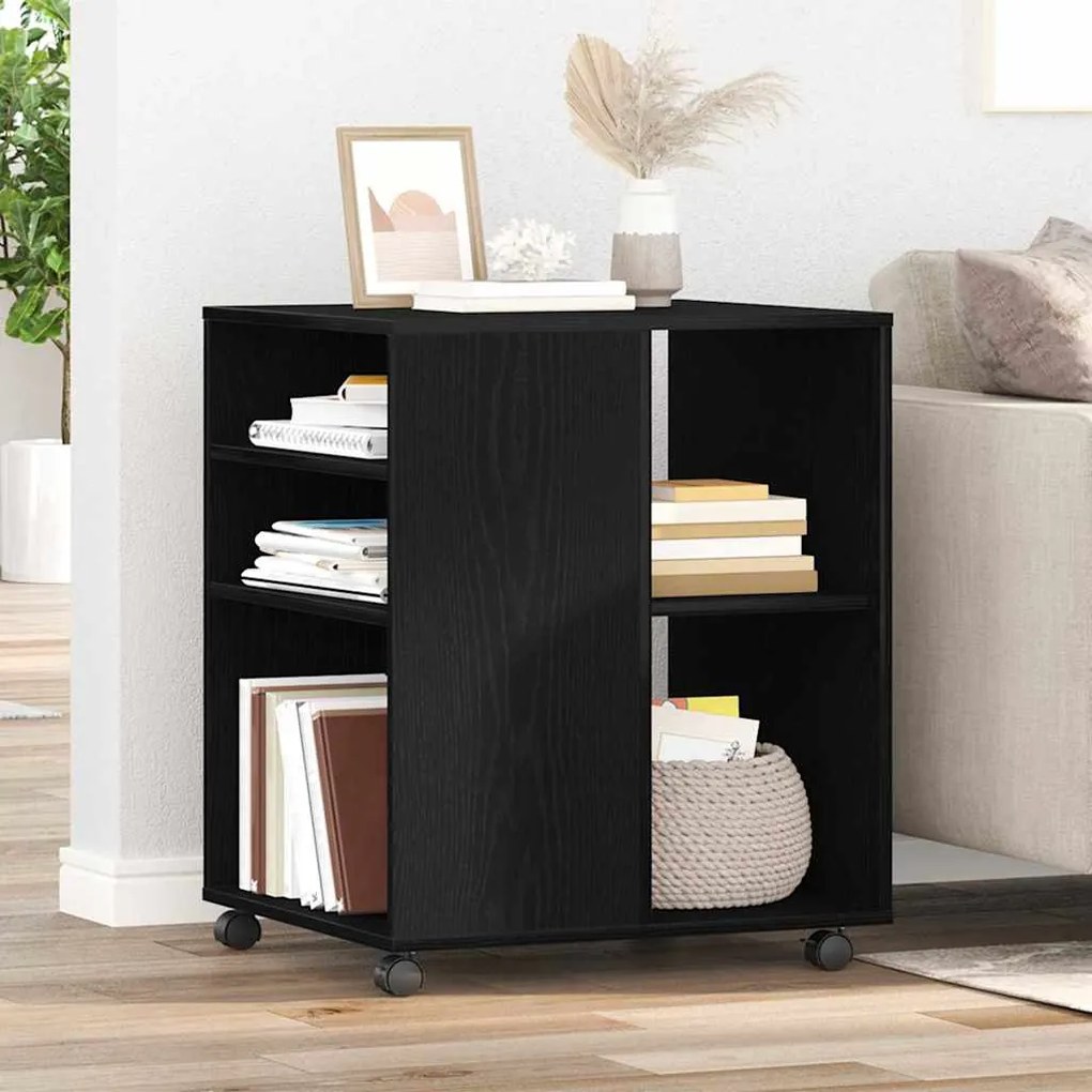 vidaXL Armário de arrumação com roda Carvalho preto 60 x 53 x 72.5 cm