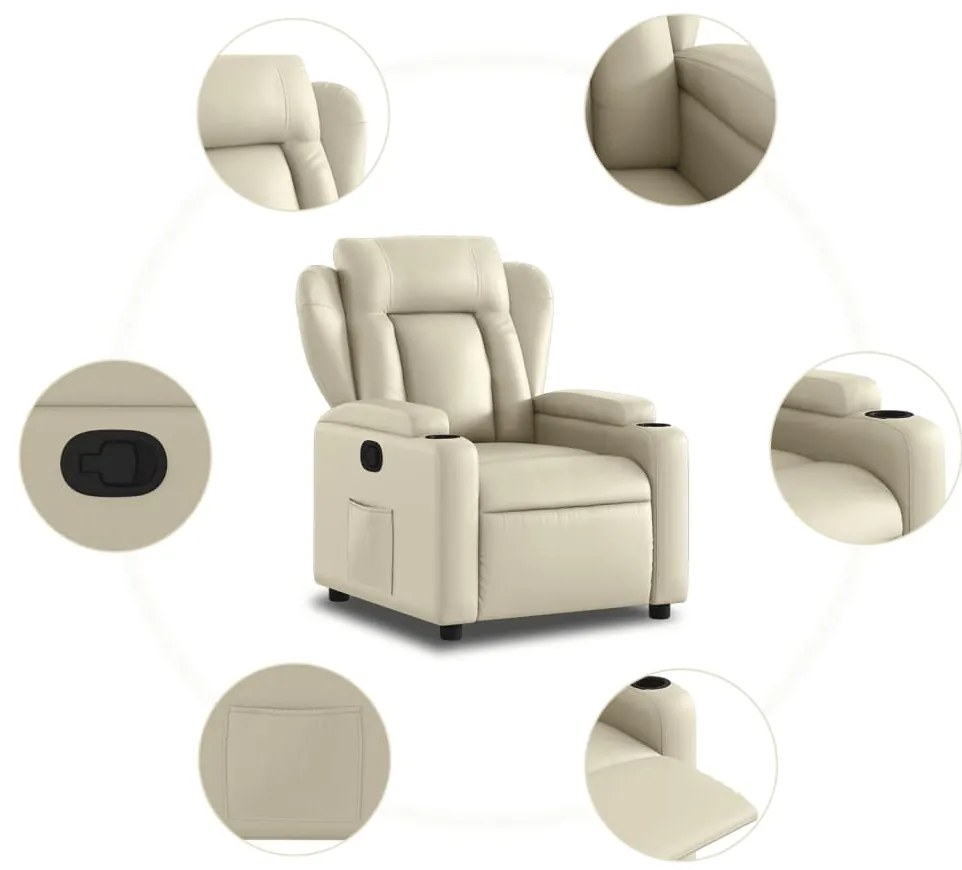 Poltrona reclinável couro artificial cor creme