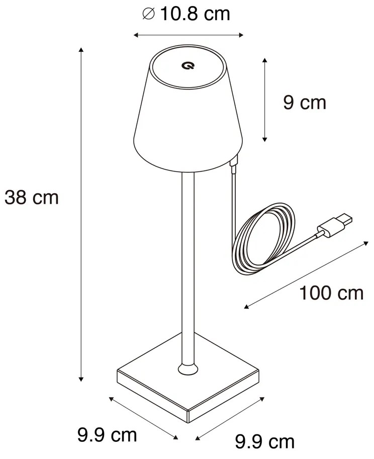 Conjunto de 2 candeeiros de mesa de exterior branco com LED e dimmer recarregável - Janet Moderno