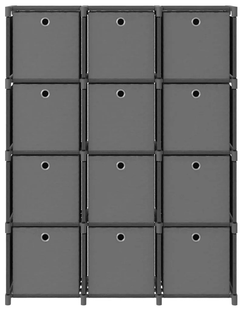 Unid. prateleiras 12 cubos c/ caixas 103x30x141 cm tecido cinza