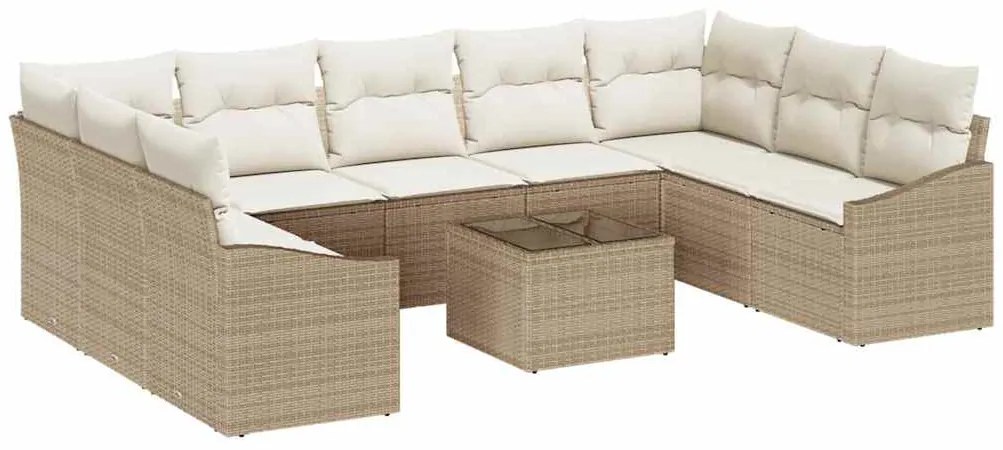 Sofá de Jardim Modular 10 Peças com Almofadas Marrom em Rattan Sintéti
