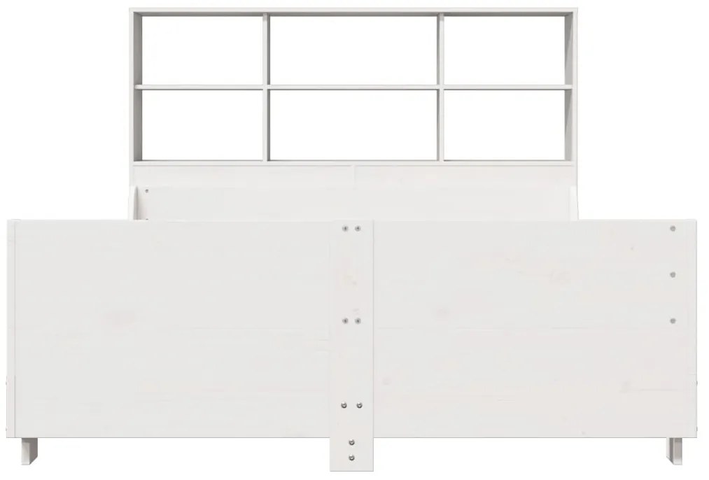 Cama com estante sem colchão 160x200 cm madeira maciça branco
