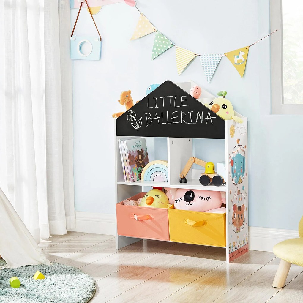 Estante infantil para quarto de criança 65 x 26,5 x 90 cm preto laranja e amarelo