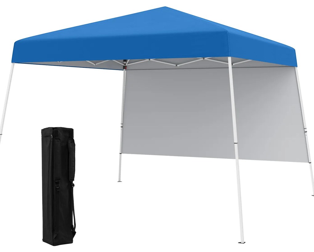 Tenda dobrável com dossel de 300 x 300 cm, 1 parede lateral e mochila portátil - preta