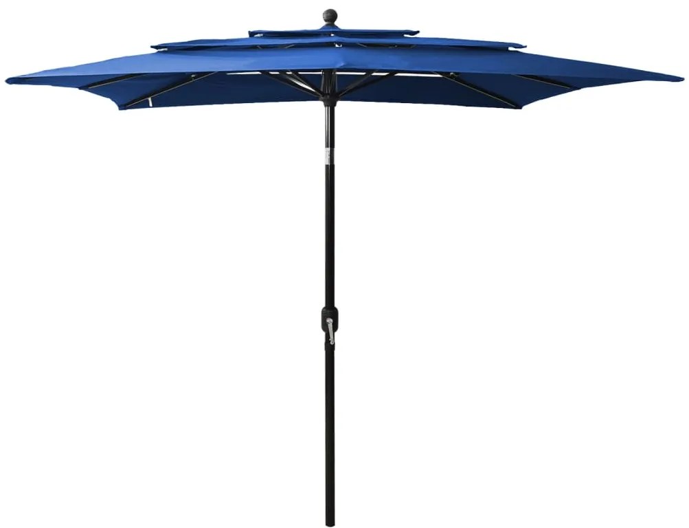 vidaXL Guarda-sol de jardim 3 camadas c/ poste de alumínio azul-ciano