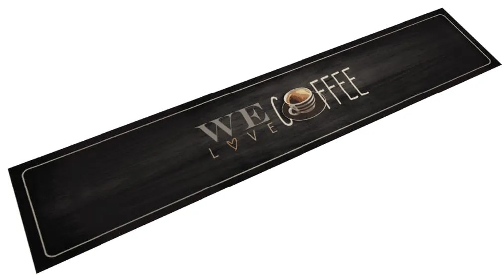 vidaXL Tapete de cozinha lavável 60x300 cm veludo texto café