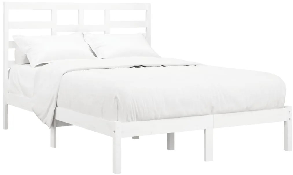 Estrutura de cama 140x190 cm madeira maciça branco