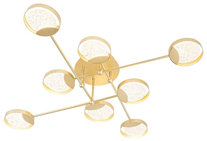 Candeeiro de teto dourado com LED de 3 níveis regulável 8 luzes - Patrick Moderno