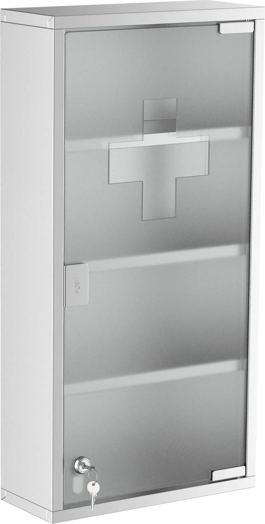 Armario de Kit de primeiros socorros em aço inoxidável para medicamentos 60x30x12cm prata