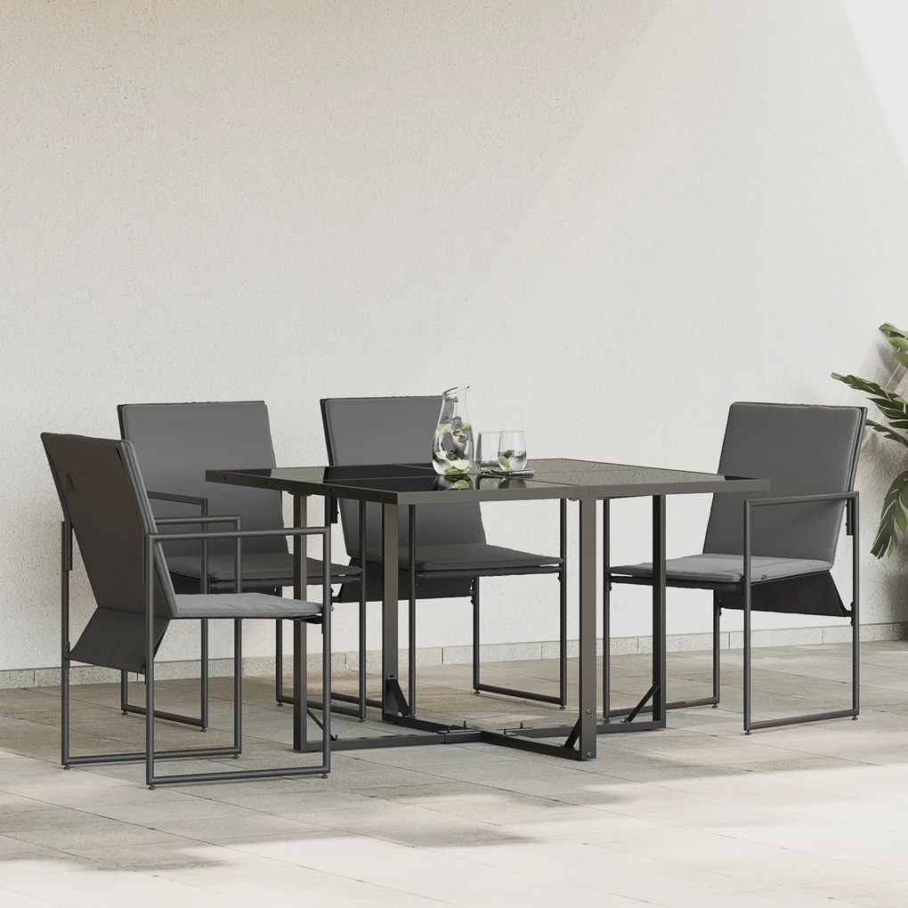 vidaXL Cadeiras de Jardim com Almofadas 4 pcs Preto Textilene