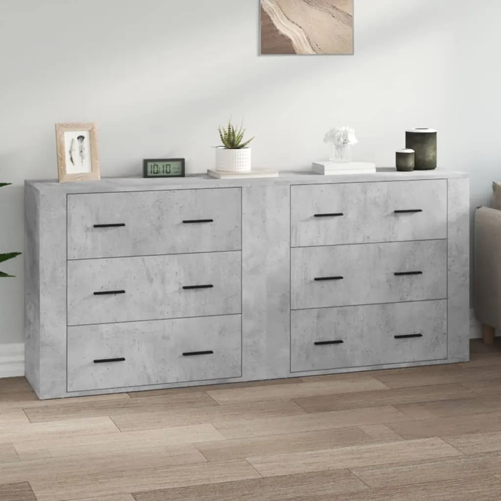 vidaXL Aparadores 2 pcs derivados de madeira cinzento cimento